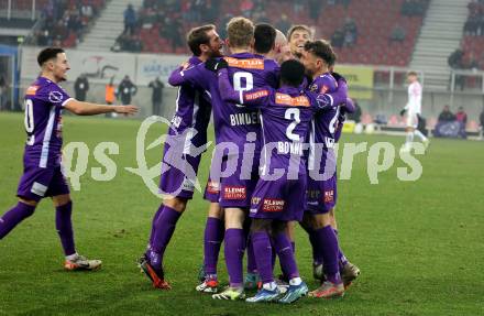 Fussball Bundesliga. SK Austria Klagenfurt gegen FK Austria Wien.  Torjubel   (Klagenfurt). Klagenfurt, am 9.12.2023.
Foto: Kuess
---
pressefotos, pressefotografie, kuess, qs, qspictures, sport, bild, bilder, bilddatenbank