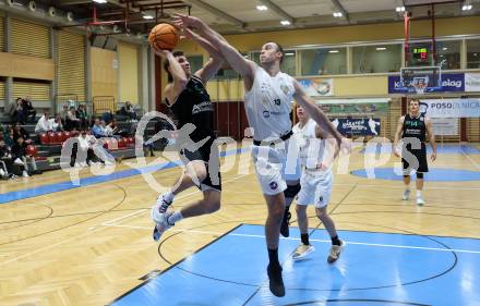 Basketball 2. Liga 2023/2024. Grunddurchgang 10. Runde.  KOS gegen Deutsch Wagram Alligators. Anto Marusic  (KOS),  Max Brunner  (Deutsch Wagram). Klagenfurt, am 8.12.12023.
Foto: Kuess
---
pressefotos, pressefotografie, kuess, qs, qspictures, sport, bild, bilder, bilddatenbank