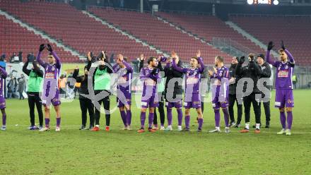 Fussball Bundesliga. SK Austria Klagenfurt gegen FK Austria Wien.   Jubel (Klagenfurt). Klagenfurt, am 9.12.2023.
Foto: Kuess
---
pressefotos, pressefotografie, kuess, qs, qspictures, sport, bild, bilder, bilddatenbank