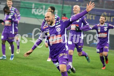 Fussball Bundesliga. SK Austria Klagenfurt gegen FK Austria Wien.  Torjubel Rico Benatelli  (Klagenfurt). Klagenfurt, am 9.12.2023.
Foto: Kuess
---
pressefotos, pressefotografie, kuess, qs, qspictures, sport, bild, bilder, bilddatenbank