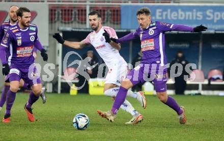 Fussball. Bundesliga. SK Austria Klagenfurt gegen Austria Wien.  Christopher Wernitznig   (Austria Klagenfurt),   Marvin Potzmann   (Wien). Klagenfurt, 9.12.2023.
Foto: Kuess
---
pressefotos, pressefotografie, kuess, qs, qspictures, sport, bild, bilder, bilddatenbank