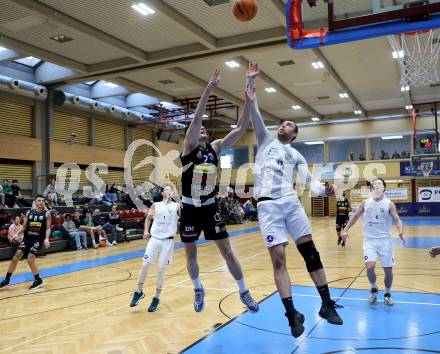 Basketball 2. Liga 2023/2024. Grunddurchgang 12. Runde.  KOS gegen Mattersburg Rocks.    Anton Marusic (KOS),   Evgenios Sergienko (Mattersburg Rocks). Klagenfurt, am 16.12.12023.
Foto: Kuess
www.qspictures.net
---
pressefotos, pressefotografie, kuess, qs, qspictures, sport, bild, bilder, bilddatenbank