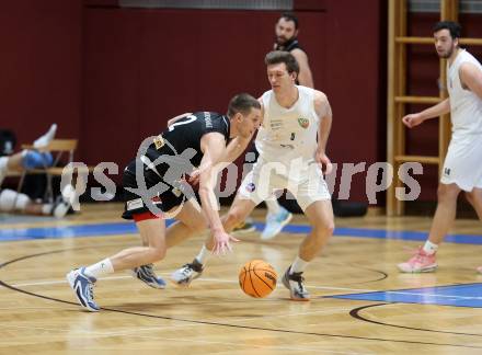 Basketball 2. Liga 2023/2024. Grunddurchgang 12. Runde.  KOS gegen Mattersburg Rocks.    Andi Smrtnik (KOS),  Evgenios Sergienko  (Mattersburg Rocks). Klagenfurt, am 16.12.12023.
Foto: Kuess
www.qspictures.net
---
pressefotos, pressefotografie, kuess, qs, qspictures, sport, bild, bilder, bilddatenbank