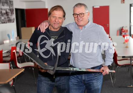 Eishockey. Legenden Turnier. Pressekonferenz.   Thomas Cijan, JOhann Hans Sulzer. KLagenfurt, am 6.12.2023.
Foto: Kuess
---
pressefotos, pressefotografie, kuess, qs, qspictures, sport, bild, bilder, bilddatenbank