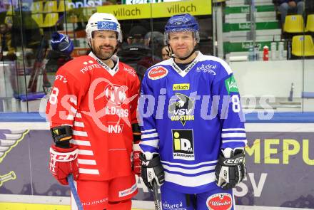 Eishockey Revival. Legenden Turnier. Thomas Koch (KAC), Roland Kaspitz (VSV). Villach, am 16.12.2023.
Foto: Kuess
---
pressefotos, pressefotografie, kuess, qs, qspictures, sport, bild, bilder, bilddatenbank