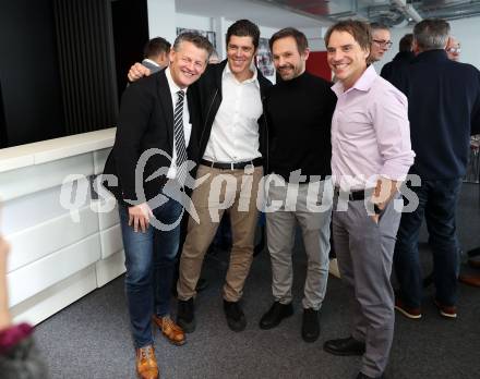 Eishockey. Legenden Turnier. Pressekonferenz.   Buergermeister Christian Scheider, Matthias Trattnig, Thomas Koch, Dieter Kalt. KLagenfurt, am 6.12.2023.
Foto: Kuess
---
pressefotos, pressefotografie, kuess, qs, qspictures, sport, bild, bilder, bilddatenbank