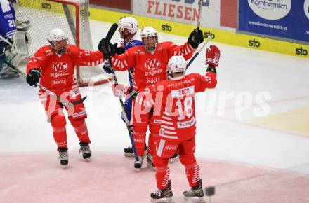 Eishockey Legenden Turnier. VSV gegen KAC. Torjubel Thomas Cijan, Dieter Kalt, Thomas Koch  (KAC). Villach, am 16.12.2023.
Foto: Kuess

---
pressefotos, pressefotografie, kuess, qs, qspictures, sport, bild, bilder, bilddatenbank