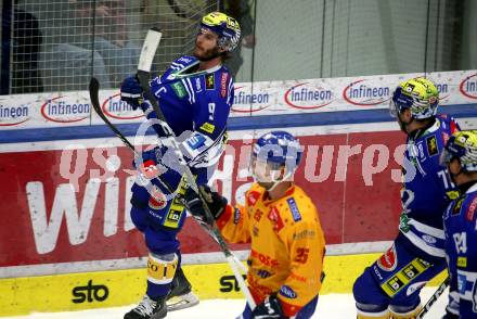 EBEL. Eishockey Bundesliga. EC VSV gegen Asiago Hockey.   Torjubel Alexander Rauchenwald (VSV). Villach, am 22.12.2023
Foto: Kuess
www.qspictures.net
---
pressefotos, pressefotografie, kuess, qs, qspictures, sport, bild, bilder, bilddatenbank