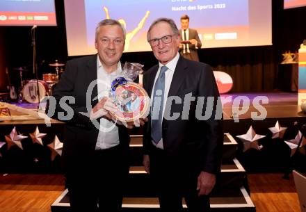 Nacht des Sports. Sportgala. Kaernten Sportler des Jahres 2023.   Fritz Strobl,  Franz KLammer . Velden, am 23.12.2023.
Foto: Kuess
www.qspictures.net
---
pressefotos, pressefotografie, kuess, qs, qspictures, sport, bild, bilder, bilddatenbank