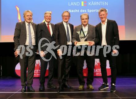 Nacht des Sports. Sportgala. Kaernten Sportler des Jahres 2023.   Marjan Velik, Landeshauptmann Peter Kaiser, Franz Klammer, Dietmar Triebnig, Arno Arthofer . Velden, am 23.12.2023.
Foto: Kuess
www.qspictures.net
---
pressefotos, pressefotografie, kuess, qs, qspictures, sport, bild, bilder, bilddatenbank