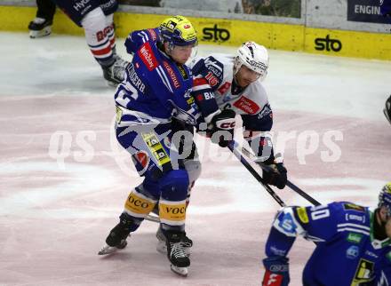 EBEL. Eishockey Bundesliga. EC VSV gegen Fehervar AV19.  Benjamin Lanzinger, (VSV),     Janos Hari   (Fehervar). Villach, am 28.12.2023
Foto: Kuess
www.qspictures.net
---
pressefotos, pressefotografie, kuess, qs, qspictures, sport, bild, bilder, bilddatenbank