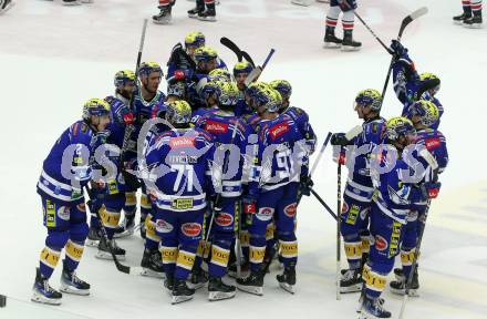 EBEL. Eishockey Bundesliga. EC VSV gegen Fehervar AV19.  Jubel   (VSV). Villach, am 28.12.2023
Foto: Kuess
www.qspictures.net
---
pressefotos, pressefotografie, kuess, qs, qspictures, sport, bild, bilder, bilddatenbank