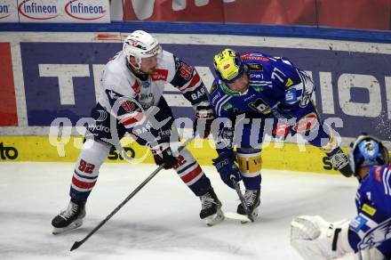 EBEL. Eishockey Bundesliga. EC VSV gegen Fehervar AV19.   Layne Viveiros,  (VSV),  Anze Kuralt  (Fehervar). Villach, am 28.12.2023
Foto: Kuess
www.qspictures.net
---
pressefotos, pressefotografie, kuess, qs, qspictures, sport, bild, bilder, bilddatenbank