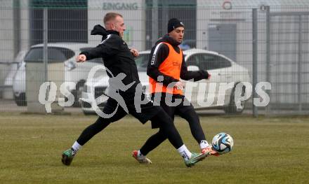 Fussball Bundesliga. Training SK Austria Klagenfurt.    Florian Jaritz, Fabio Markelic. Klagenfurt, am 5.1.2024.
Foto: Kuess
www.qspictures.net
---
pressefotos, pressefotografie, kuess, qs, qspictures, sport, bild, bilder, bilddatenbank