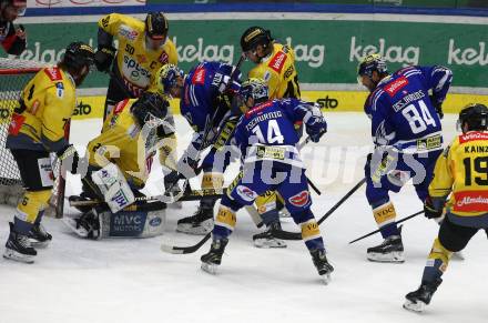 EBEL. Eishockey Bundesliga. EC VSV gegen spusu Vienna Capitals. Arturs Kulda, Johannes Tschurnig, Andrew Desjardins,   (VSV),  Stefan Steen, Mario Fischer, Bernhard Posch   (Vienna Capitals). Villach, am 9.1.2024.
Foto: Kuess
www.qspictures.net
---
pressefotos, pressefotografie, kuess, qs, qspictures, sport, bild, bilder, bilddatenbank