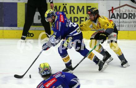 EBEL. Eishockey Bundesliga. EC VSV gegen spusu Vienna Capitals.  Andrew Desjardins,   (VSV),  Armin Preiser  (Vienna Capitals). Villach, am 9.1.2024.
Foto: Kuess
www.qspictures.net
---
pressefotos, pressefotografie, kuess, qs, qspictures, sport, bild, bilder, bilddatenbank