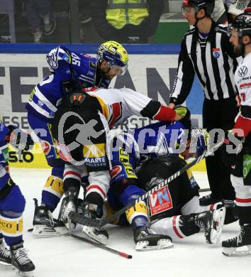 EBEL. Eishockey Bundesliga. EC VSV gegen BEMER Pioneers Vorarlberg.  Philipp Lindner, Alex Wall, (VSV),  Nick Pastujov, Julian Metzler    (Vorarlberg). Villach, am 13.1.2024.
Foto: Kuess
www.qspictures.net
---
pressefotos, pressefotografie, kuess, qs, qspictures, sport, bild, bilder, bilddatenbank