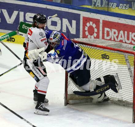 EBEL. Eishockey Bundesliga. EC VSV gegen BEMER Pioneers Vorarlberg. Rene Swette,  (VSV),  Michael Pastujov  (Vorarlberg). Villach, am 13.1.2024.
Foto: Kuess
www.qspictures.net
---
pressefotos, pressefotografie, kuess, qs, qspictures, sport, bild, bilder, bilddatenbank