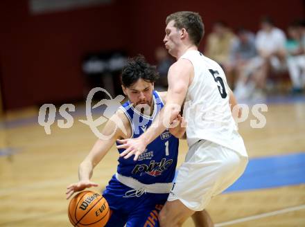 Basketball 2. Liga 2023/2024. Grunddurchgang 12. Runde.  KOS gegen Kufstein Towers.  Andi Smrtnik  (KOS),  Aleksander Mlodianovski  (Kufstein Towers). Klagenfurt, am 13.1.2024.
Foto: Kuess
www.qspictures.net
---
pressefotos, pressefotografie, kuess, qs, qspictures, sport, bild, bilder, bilddatenbank