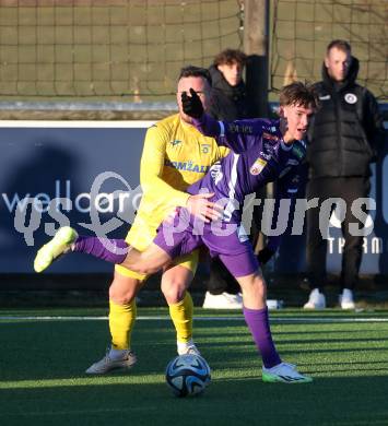 Fussball Bundesliga. Testspiel. SK Austria Klagenfurt gegen Domzale (SLO).  Matthias Dollinger   (Klagenfurt). Moosburg, am 13.1.2024.
Foto: Kuess
www.qspictures.net
---
pressefotos, pressefotografie, kuess, qs, qspictures, sport, bild, bilder, bilddatenbank