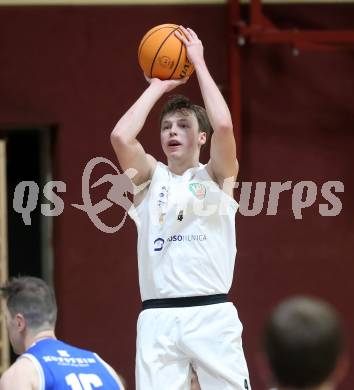 Basketball 2. Liga 2023/2024. Grunddurchgang 14. Runde.  KOS gegen Kufstein Towers.   Samuel Seher (KOS),  Klagenfurt, am 13.1.2024.
Foto: Kuess
www.qspictures.net
---
pressefotos, pressefotografie, kuess, qs, qspictures, sport, bild, bilder, bilddatenbank