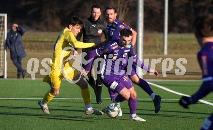 Fussball Bundesliga. Testspiel. SK Austria Klagenfurt gegen Domzale (SLO).   Andrew Irving  (Klagenfurt). Moosburg, am 13.1.2024.
Foto: Kuess
www.qspictures.net
---
pressefotos, pressefotografie, kuess, qs, qspictures, sport, bild, bilder, bilddatenbank