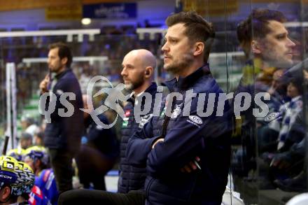 EBEL. Eishockey Bundesliga. EC VSV gegen HC Pustertal Woelfe.  Trainer Marcel Rodman, Tormanntrainer Patrick Machreich, Co-Trainer David Rodman   (VSV). Villach, am 19.1.2024.
Foto: Kuess
www.qspictures.net
---
pressefotos, pressefotografie, kuess, qs, qspictures, sport, bild, bilder, bilddatenbank