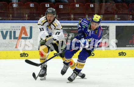 EBEL. Eishockey Bundesliga. EC VSV gegen HC Pustertal Woelfe.    Robert Sabolic, (VSV),  Manuel Oehler   (Pustertal). Villach, am 19.1.2024.
Foto: Kuess
www.qspictures.net
---
pressefotos, pressefotografie, kuess, qs, qspictures, sport, bild, bilder, bilddatenbank