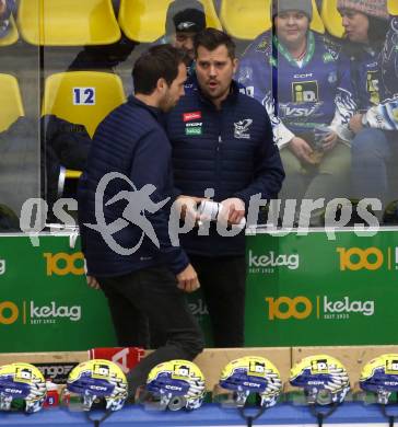 EBEL. Eishockey Bundesliga. EC VSV gegen HC Pustertal Woelfe.   Co-Trainer David Rodman, Trainer Marcel Rodman  (VSV),   Villach, am 19.1.2024.
Foto: Kuess
www.qspictures.net
---
pressefotos, pressefotografie, kuess, qs, qspictures, sport, bild, bilder, bilddatenbank