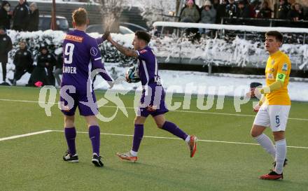 Fussball Testspiel. SK Austria Klagenfurt gegen NK Bravo.  Torjubel Sinan Karweina, Nicolas Binder  (Klagenfurt). Moosburg, am 20.1.2024.
Foto: Kuess
www.qspictures.net
---
pressefotos, pressefotografie, kuess, qs, qspictures, sport, bild, bilder, bilddatenbank