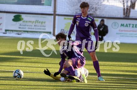 Fussball Testspiel. SK Austria Klagenfurt gegen NK Bravo.  Matthias Dollinger, Jannik Robatsch  (Klagenfurt). Moosburg, am 20.1.2024.
Foto: Kuess
www.qspictures.net
---
pressefotos, pressefotografie, kuess, qs, qspictures, sport, bild, bilder, bilddatenbank