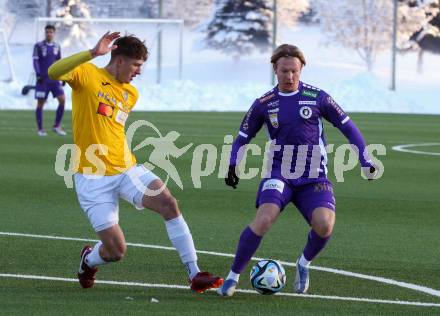 Fussball Testspiel. SK Austria Klagenfurt gegen NK Bravo.   Aaron Sky Schwarz (Klagenfurt). Moosburg, am 20.1.2024.
Foto: Kuess
www.qspictures.net
---
pressefotos, pressefotografie, kuess, qs, qspictures, sport, bild, bilder, bilddatenbank