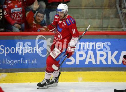 EBEL. Eishockey Bundesliga. EC KAC gegen Asiago Hockey.  Torjubel Lukas Haudum   (KAC).  Klagenfurt, am 23.1.2024.
Foto: Kuess
www.qspictures.net
---
pressefotos, pressefotografie, kuess, qs, qspictures, sport, bild, bilder, bilddatenbank