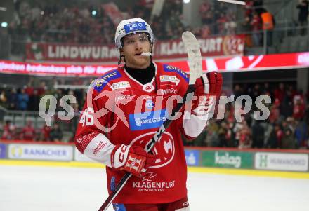 EBEL. Eishockey Bundesliga. EC KAC gegen Asiago Hockey.   Johannes Bischofberger  (KAC).  Klagenfurt, am 23.1.2024.
Foto: Kuess
www.qspictures.net
---
pressefotos, pressefotografie, kuess, qs, qspictures, sport, bild, bilder, bilddatenbank