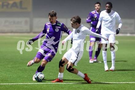 Fussball Testspiel. SK Austria Klagenfurt gegen Sturm Graz Amateure.  Christopher Wernitznig (KLagenfurt). Moosburg, am 24.1.2024.
Foto: Kuess
www.qspictures.net
---
pressefotos, pressefotografie, kuess, qs, qspictures, sport, bild, bilder, bilddatenbank