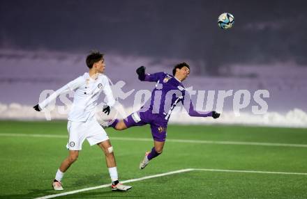 Fussball Testspiel. SK Austria Klagenfurt gegen Sturm Graz Amateure.  Sebastian Guerra Soto (KLagenfurt). Moosburg, am 24.1.2024.
Foto: Kuess
www.qspictures.net
---
pressefotos, pressefotografie, kuess, qs, qspictures, sport, bild, bilder, bilddatenbank