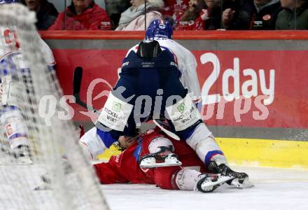 EBEL. Eishockey Bundesliga. EC KAC gegen HC TIWAG Innsbruck.  Marcel Witting,  (KAC), Daniel Jakubitzka  (Innsbruck).  Klagenfurt, am 26.1.2024.
Foto: Kuess
www.qspictures.net
---
pressefotos, pressefotografie, kuess, qs, qspictures, sport, bild, bilder, bilddatenbank