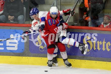 EBEL. Eishockey Bundesliga. EC KAC gegen HC TIWAG Innsbruck. Manuel Ganahl, (KAC), Nicholas Paul Albano    (Innsbruck).  Klagenfurt, am 26.1.2024.
Foto: Kuess
www.qspictures.net
---
pressefotos, pressefotografie, kuess, qs, qspictures, sport, bild, bilder, bilddatenbank