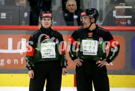 EBEL. Eishockey Bundesliga. EC KAC gegen HC TIWAG Innsbruck.  Schiedsrichterin Julia Kainberger, Schiedsrichter Christian Ofner. Klagenfurt, am 26.1.2024.
Foto: Kuess
www.qspictures.net
---
pressefotos, pressefotografie, kuess, qs, qspictures, sport, bild, bilder, bilddatenbank