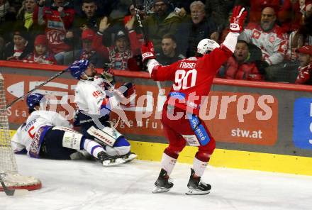 EBEL. Eishockey Bundesliga. EC KAC gegen HC TIWAG Innsbruck. Torjubel Matthew Fraser  (KAC). Klagenfurt, am 26.1.2024.
Foto: Kuess
www.qspictures.net
---
pressefotos, pressefotografie, kuess, qs, qspictures, sport, bild, bilder, bilddatenbank