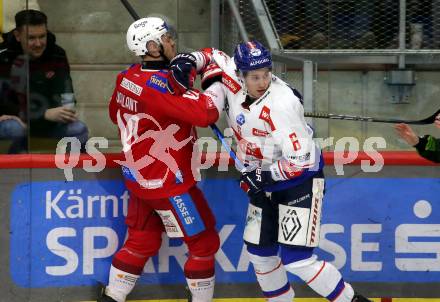 EBEL. Eishockey Bundesliga. EC KAC gegen HC TIWAG Innsbruck. Thomas Vallant,   (KAC),  Nicholas Paul Albano (Innsbruck).  Klagenfurt, am 26.1.2024.
Foto: Kuess
www.qspictures.net
---
pressefotos, pressefotografie, kuess, qs, qspictures, sport, bild, bilder, bilddatenbank