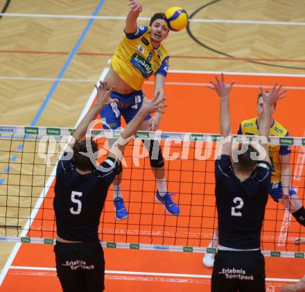 Volleyball. Powerfusion Volley League Men. SK Zadruga Aich/Dob gegen VBK Woerther-See-Loewen Klagenfurt.  Angelos Mandilaris (Aich/Dob).  Bleiburg, am 27.1.2024.
Foto: Kuess
www.qspictures.net
---
pressefotos, pressefotografie, kuess, qs, qspictures, sport, bild, bilder, bilddatenbank