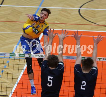 Volleyball. Powerfusion Volley League Men. SK Zadruga Aich/Dob gegen VBK Woerther-See-Loewen Klagenfurt.  Angelos Mandilaris  (Aich/Dob).  Bleiburg, am 27.1.2024.
Foto: Kuess
www.qspictures.net
---
pressefotos, pressefotografie, kuess, qs, qspictures, sport, bild, bilder, bilddatenbank