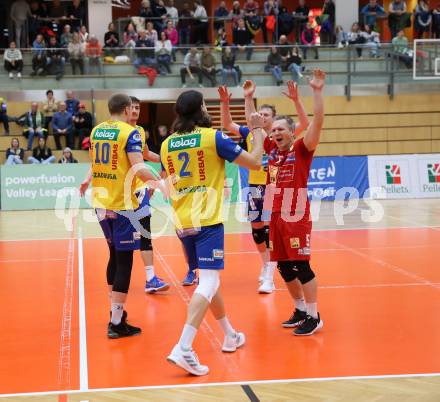 Volleyball. Powerfusion Volley League Men. SK Zadruga Aich/Dob gegen VBK Woerther-See-Loewen Klagenfurt. Jubel   (Aich/Dob).  Bleiburg, am 27.1.2024.
Foto: Kuess
www.qspictures.net
---
pressefotos, pressefotografie, kuess, qs, qspictures, sport, bild, bilder, bilddatenbank