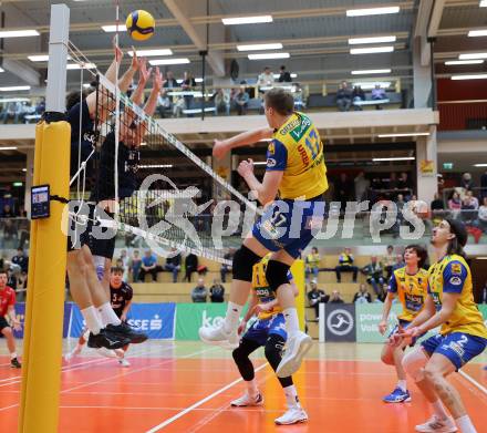 Volleyball. Powerfusion Volley League Men. SK Zadruga Aich/Dob gegen VBK Woerther-See-Loewen Klagenfurt.  Aleksander Grzegorczyk,   (Aich/Dob).  Bleiburg, am 27.1.2024.
Foto: Kuess
www.qspictures.net
---
pressefotos, pressefotografie, kuess, qs, qspictures, sport, bild, bilder, bilddatenbank