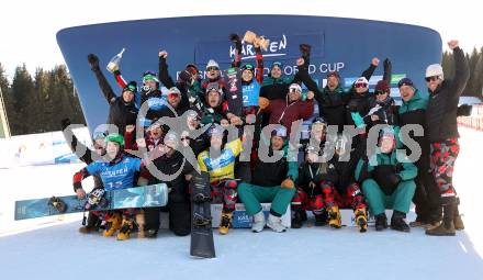 Snowboard Weltcup.  Jubel Austria Snowboard Team. Simonhoehe, am 27.1.2024.
Foto: Kuess
www.qspictures.net
---
pressefotos, pressefotografie, kuess, qs, qspictures, sport, bild, bilder, bilddatenbank