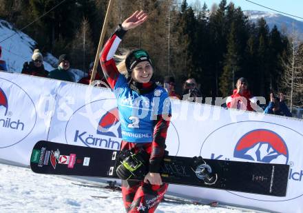 Snowboard Weltcup. Jubel Sabine Schoeffmann  (AUT). Simonhoehe, am 27.1.2024.
Foto: Kuess
www.qspictures.net
---
pressefotos, pressefotografie, kuess, qs, qspictures, sport, bild, bilder, bilddatenbank