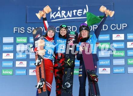 Snowboard Weltcup.  Maderova Zuzana (CZE), Sabine Schoeffmann (AUT), Elisa Caffont (ITA).  Simonhoehe, am 27.1.2024.
Foto: Kuess
www.qspictures.net
---
pressefotos, pressefotografie, kuess, qs, qspictures, sport, bild, bilder, bilddatenbank