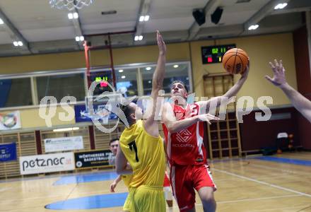 Basketball 2. Liga 2023/2024. Grunddurchgang 15. Runde.  Woerthersee Piraten gegen Upper Austrian Ballers.   Daniel Filipovic (Piraten),  Valentin Pils  (Upper Austrian Ballers).   Klagenfurt, am 28.1.2024
Foto: Kuess

---
pressefotos, pressefotografie, kuess, qs, qspictures, sport, bild, bilder, bilddatenbank