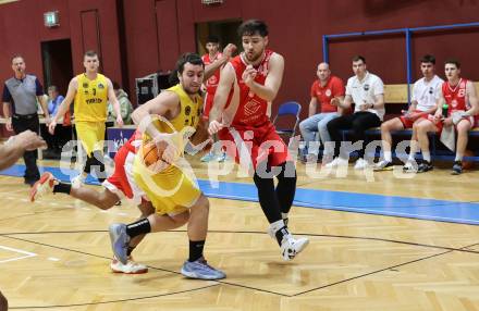 Basketball 2. Liga 2023/2024. Grunddurchgang 15. Runde.  Woerthersee Piraten gegen Upper Austrian Ballers. Andreas Nuck   (Piraten),  Petar Nemcec  (Upper Austrian Ballers).   Klagenfurt, am 28.1.2024
Foto: Kuess

---
pressefotos, pressefotografie, kuess, qs, qspictures, sport, bild, bilder, bilddatenbank